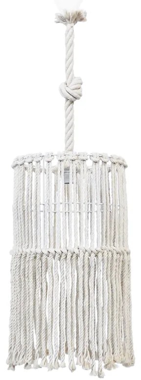 Φωτιστικό Οροφής Mac-03 Φ30 1/L Macrame 31-1066 White Heronia Σχοινί,Μέταλλο