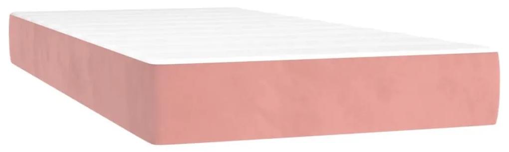 Κρεβάτι Boxspring με Στρώμα &amp; LED Ροζ 120x190 εκ. Βελούδινο - Ροζ