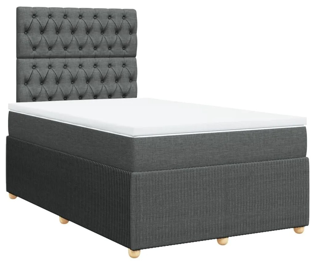 Κρεβάτι Boxspring με Στρώμα Σκούρο Γκρι 120x200 εκ. Υφασμάτινο - Γκρι