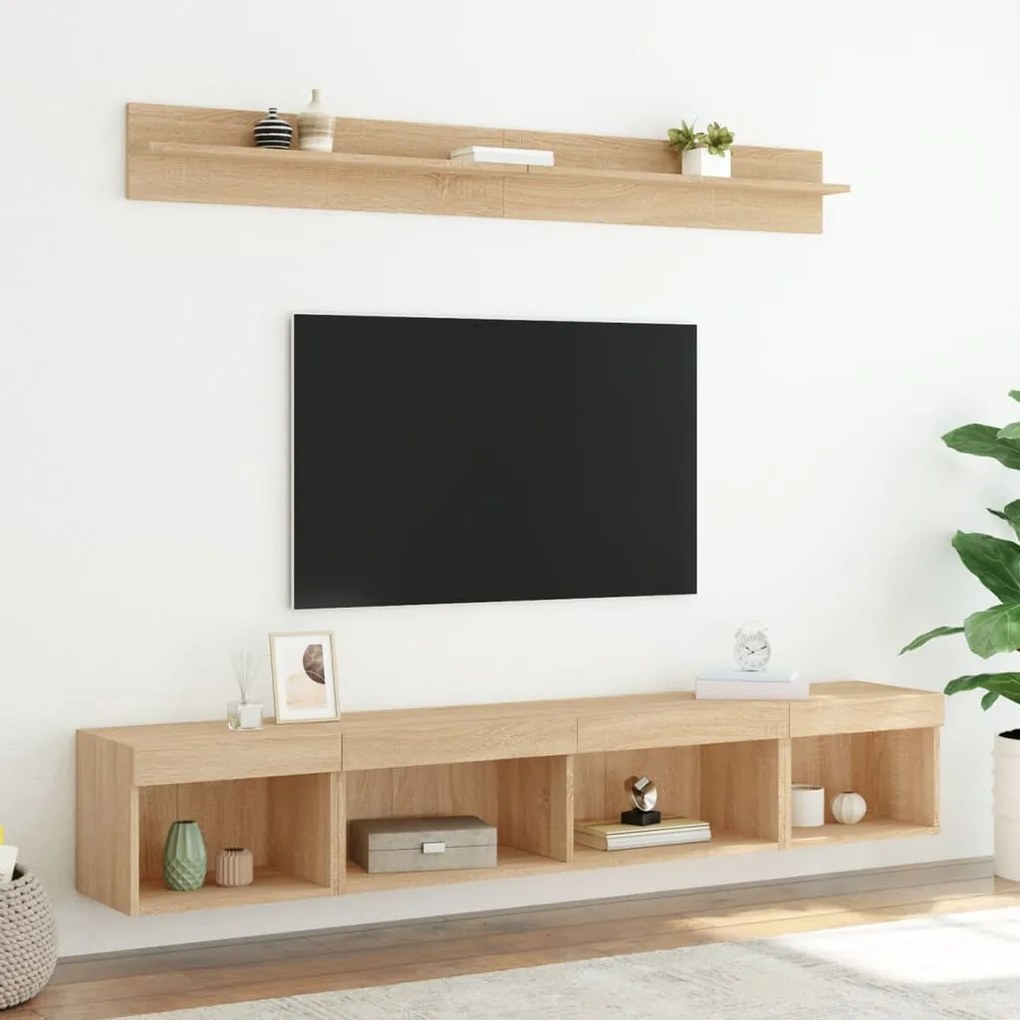 vidaXL Έπιπλα Τοίχου Τηλεόρασης 5 τεμ. LED Sonoma Δρυς από Επεξ. Ξύλο