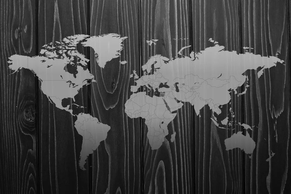 Εικόνα χάρτη σε ξύλο σε μαύρο & άσπρο - 90x60