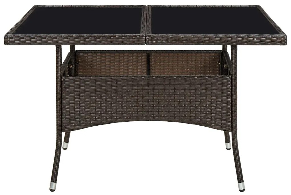 vidaXL Τραπεζαρία Εξωτερικού Χώρου Καφέ από Συνθετικό Ρατάν / Γυαλί