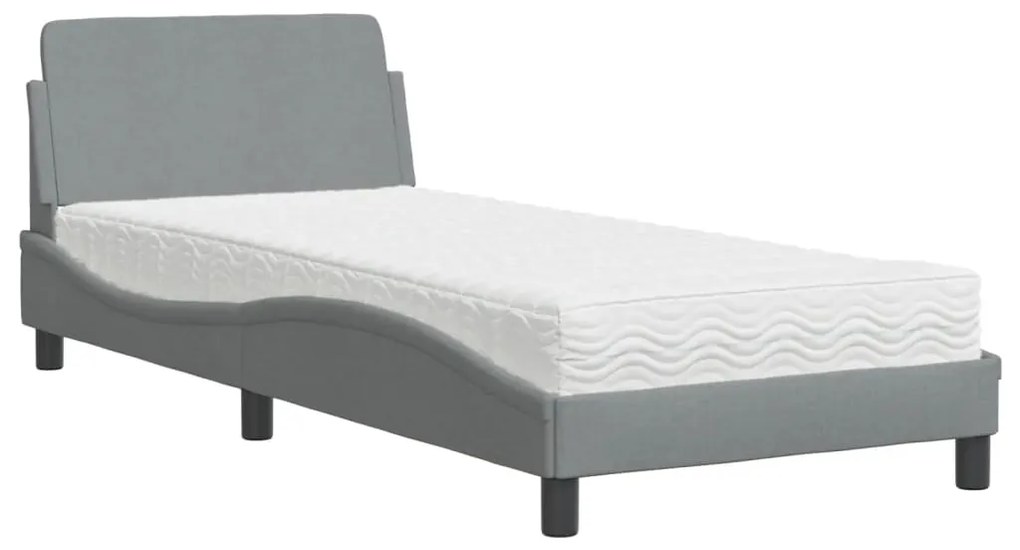vidaXL Κρεβάτι με Στρώμα Dover Ανοιχτό Γκρι 90x200 εκ. Υφασμάτινο