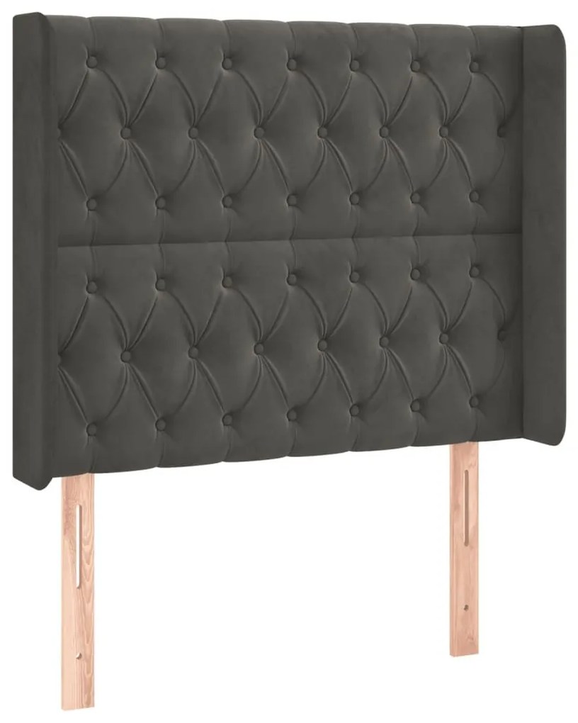 Κεφαλάρι με Πτερύγια Σκούρο Γκρι 93x16x118/128εκ.Βελούδινο - Γκρι