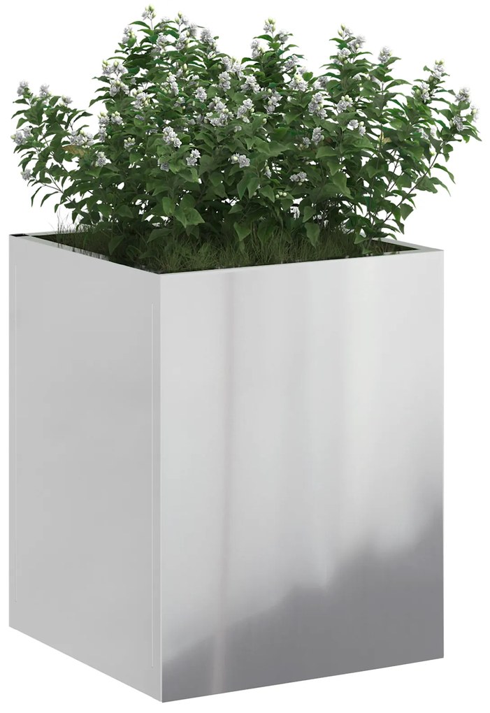 vidaXL Γλάστρα Κήπου Ασημί 50 x 32 x 40 εκ Γαλβανισμένος χάλυβας