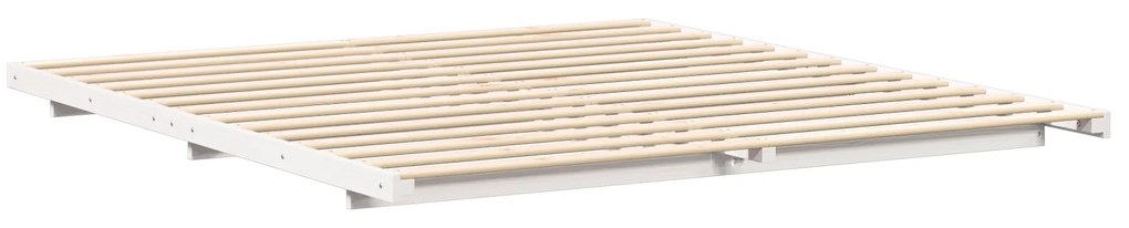 vidaXL Κρεβάτι δαπέδου Λευκό 200 x 200 cm Μασίφ ξύλο πεύκου