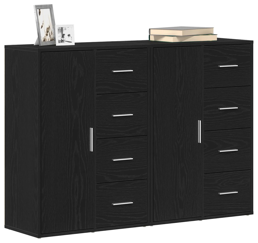 vidaXL Μπουφέδες 2 τεμ Μαύρος Δρυς 60x31x84 εκ Συνθετικό ξύλο