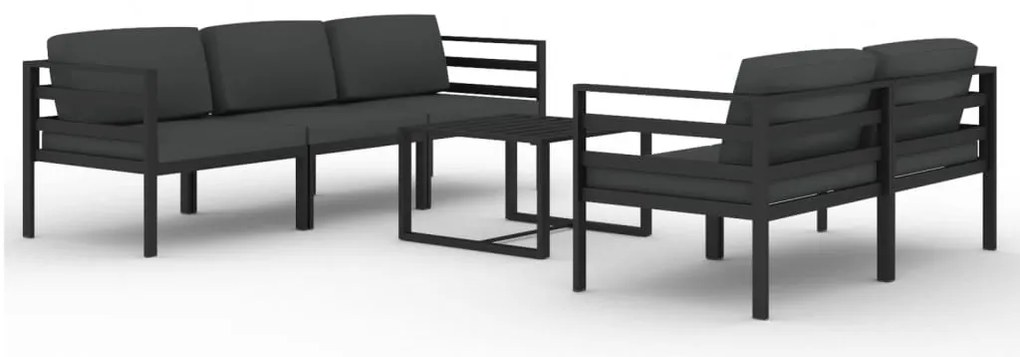 vidaXL Σαλόνι Κήπου 6 Τεμαχίων Ανθρακί Αλουμινίου με Μαξιλάρια