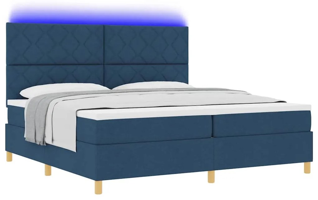 vidaXL Κρεβάτι με ελατήρια με στρώμα Μπλε 200 x 200 cm ύφασμα