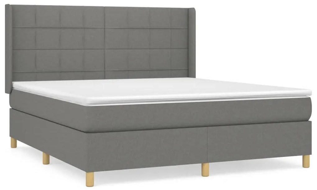 Κρεβάτι Boxspring με Στρώμα Σκούρο Γκρι 160x200 εκ Υφασμάτινο - Γκρι