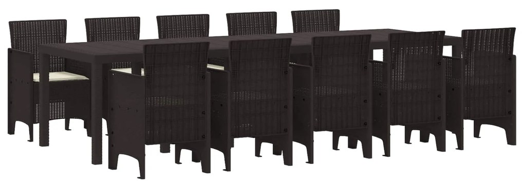 Σέτ φαγητού για κήπο με μαξιλάρι 11 pcs Καφέ και Κρέμα Ρατάν