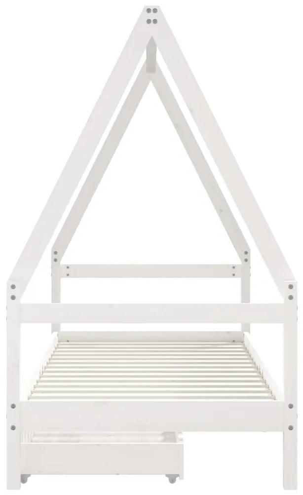 Πλαίσιο Παιδικού Κρεβατιού Συρτάρια Λευκό 90x200εκ. Ξύλο Πεύκου - Λευκό