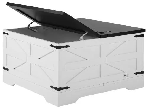 VEVOR 31.5" Farmhouse Coffee Table Hinged Square Table with Storage Gray &amp; White