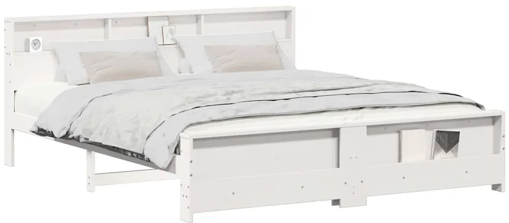 vidaXL Σκελετός Κρεβατιού Λευκό 200 x 200 cm Μασίφ ξύλο πεύκου
