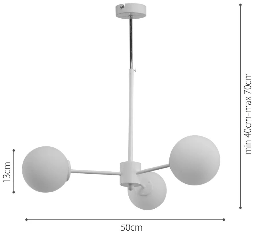 Κρεμαστό φωτιστικό από λευκό μέταλλο και λευκή οπαλίνα 3XG9 D:70cm (5012-3) - 5012-3