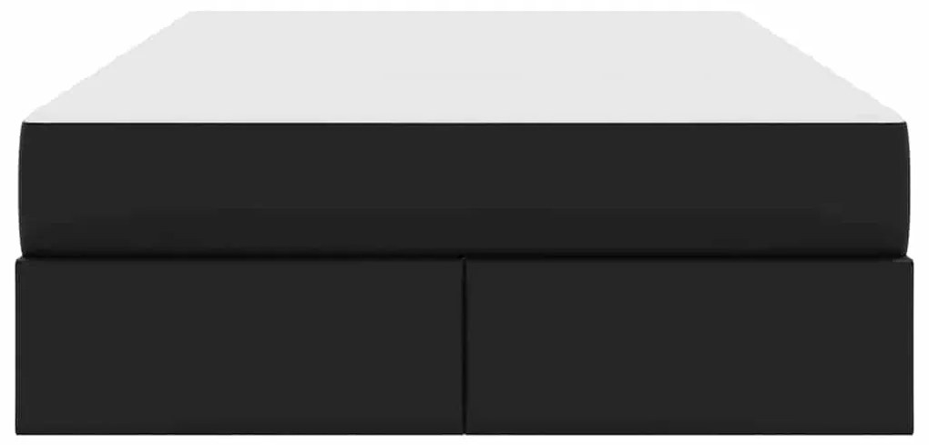 vidaXL Κρεβάτι με αποθηκευτικό χώρο και στρώμα 2 pcs Μαύρο Δέρμα