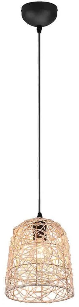 Φωτιστικό Οροφής Lovis R31141036 Φ19x150cm 1xE27 40W Black-Natural RL Lighting