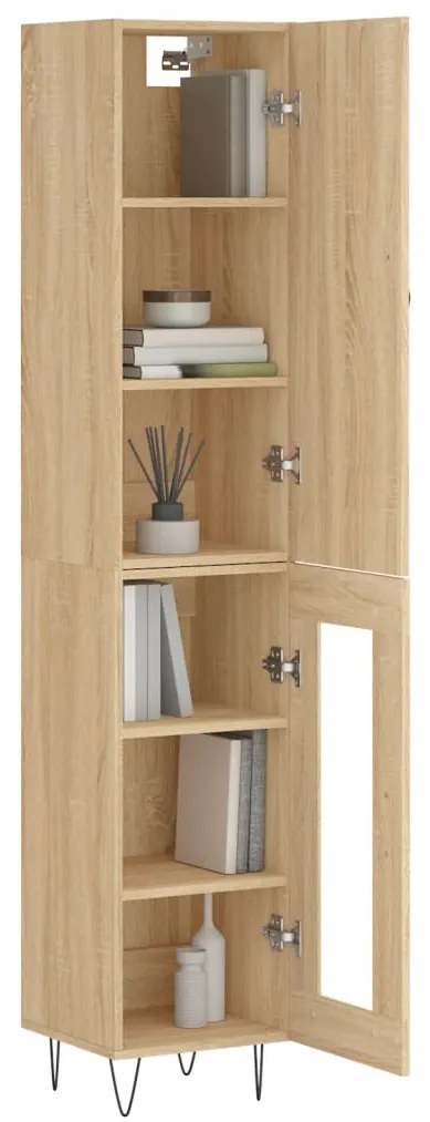 vidaXL Μπουφές Sonoma δρυς 34,5 x 34 x 180 εκ. από Επεξεργασμένο Ξύλο