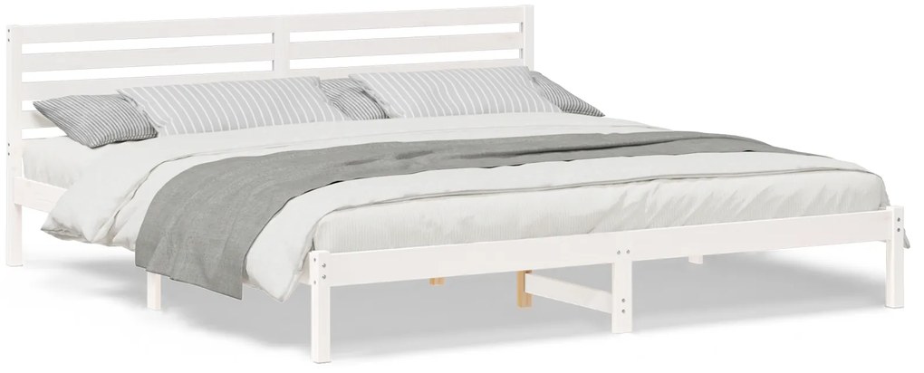 vidaXL Σκελετός Κρεβατιού Λευκό 180 x 210 cm Συμπαγές ξύλο πεύκου