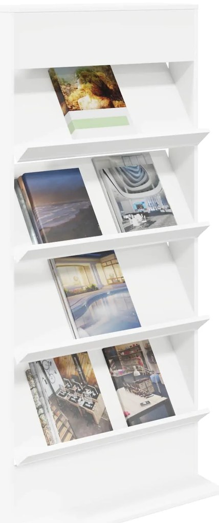 vidaXL Ράφι Περιοδικών Λευκό 70 x 41 x 156 εκ. Επεξεργασμένο ξύλο