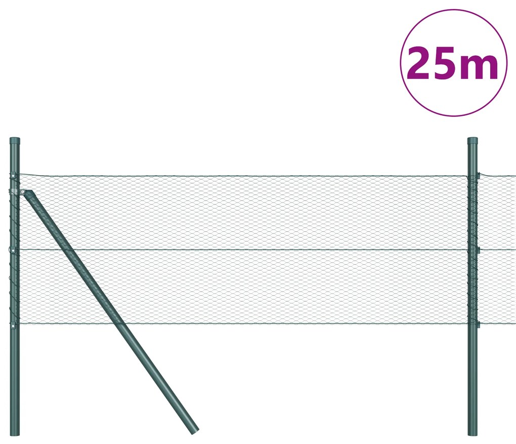 vidaXL Εξάγωνος Φράχτης Πράσινος 0.8x25 m Ατσάλι
