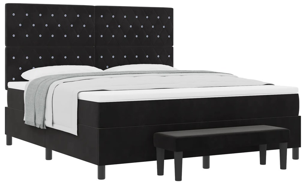 vidaXL Κρεβάτι με ελατήρια με στρώμα Μαύρο 180 x 200 cm Βελούδο