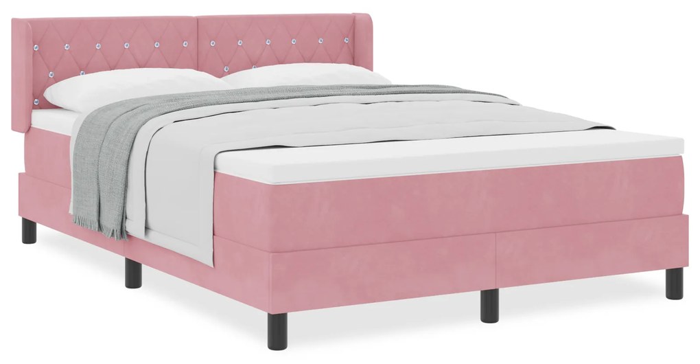 vidaXL Ροζ Κρεβάτι με Στρώμα 160x200 cm Βελούδο