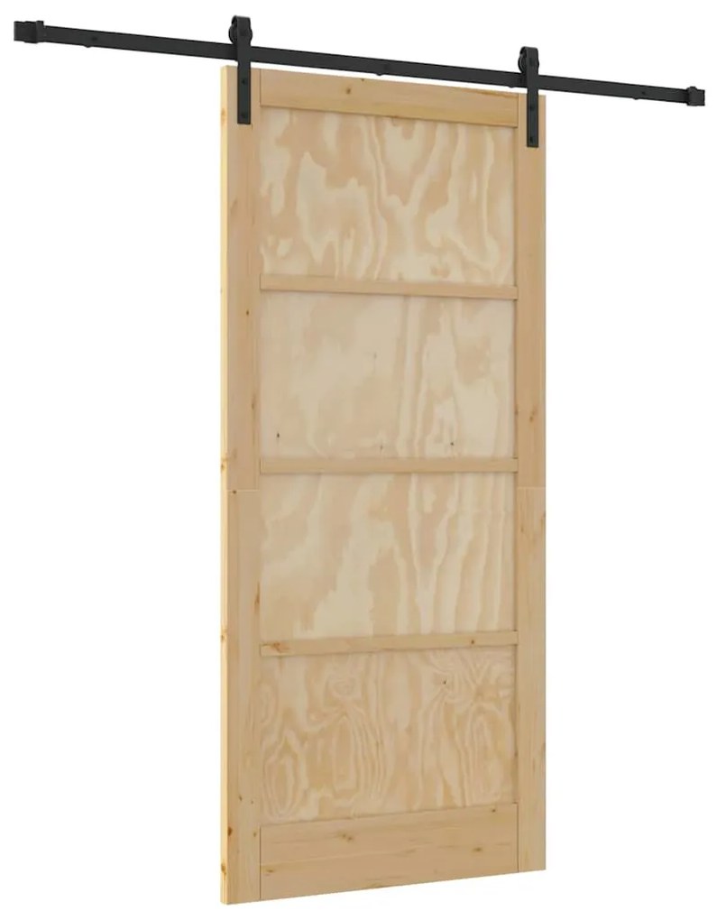 vidaXL Συρόμενη Πόρτα Φυσικό και μαύρο 93 x 202 cm