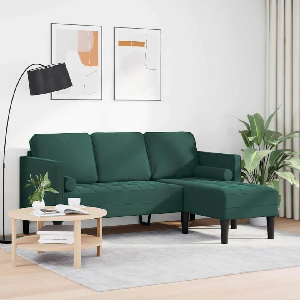 vidaXL Σετ Καναπέ Σκούρο Πράσινο 173 x 131 x 67 εκ Βελούδο
