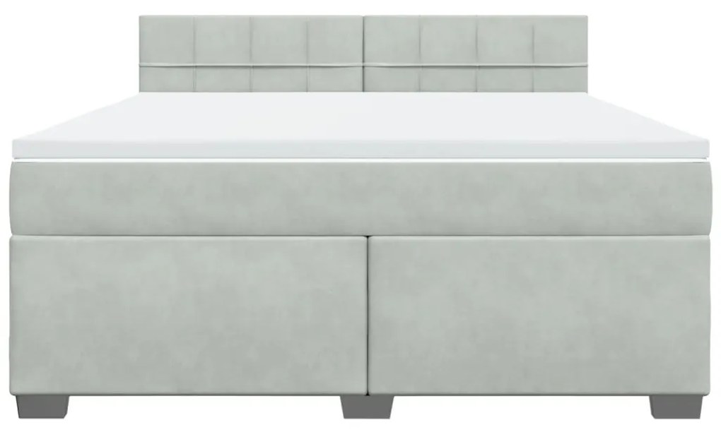 vidaXL Κρεβάτι Boxspring με Στρώμα Ανοιχτό Γκρι 180x200 εκ. Βελούδινο