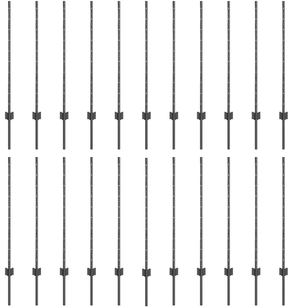 vidaXL Ασημένιοι Πόλοι Φράχτη 44 pcs Γκρι Ύψος 1 μ. Μέταλλο