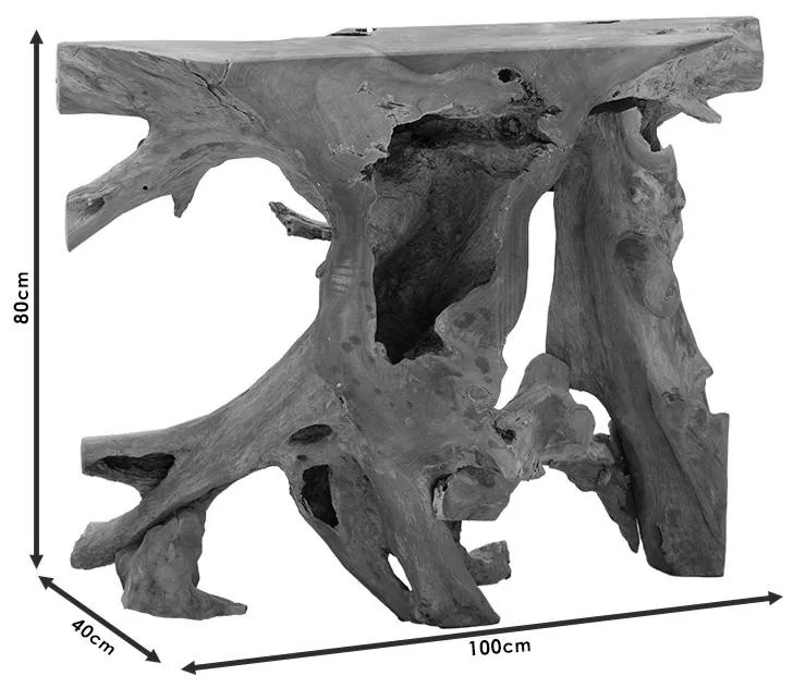 Κονσόλα Root χειροποίητη teak ξύλο φυσικό 100x40x80εκ