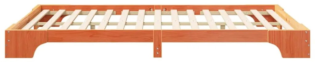 vidaXL Κρεβάτι δαπέδου Καφέ 140 x 220 cm Μασίφ ξύλο πεύκου