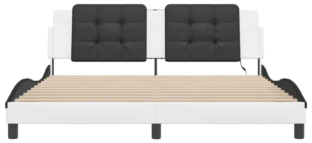 vidaXL Πλαίσιο Κρεβατιού με LED Λευκό/Μαύρο 180x200εκ. Συνθετικό Δέρμα