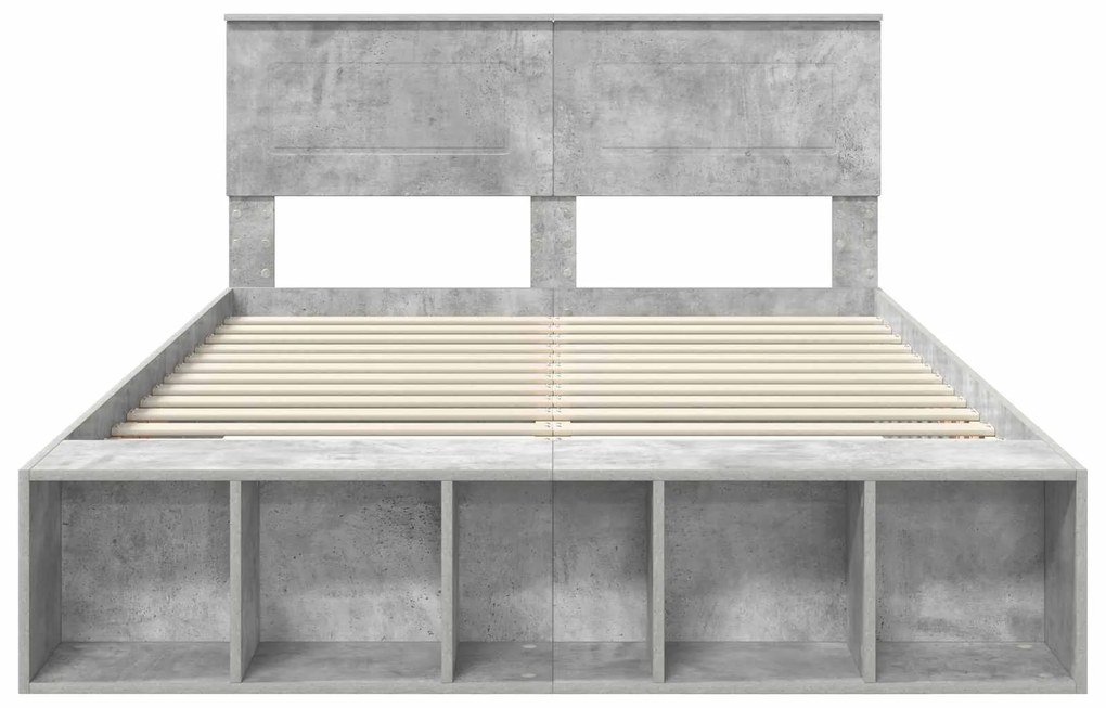vidaXL Σκελετός Κρεβατιού με ράφι Σκυρόδεμα Γκρι 150 x 200 cm