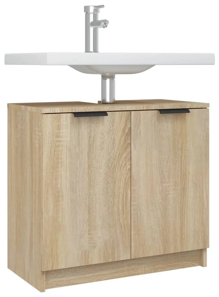 vidaXL Ντουλάπι Μπάνιου Sonoma Δρυς 64,5x33,5x59 εκ Επεξεργασμένο Ξύλο