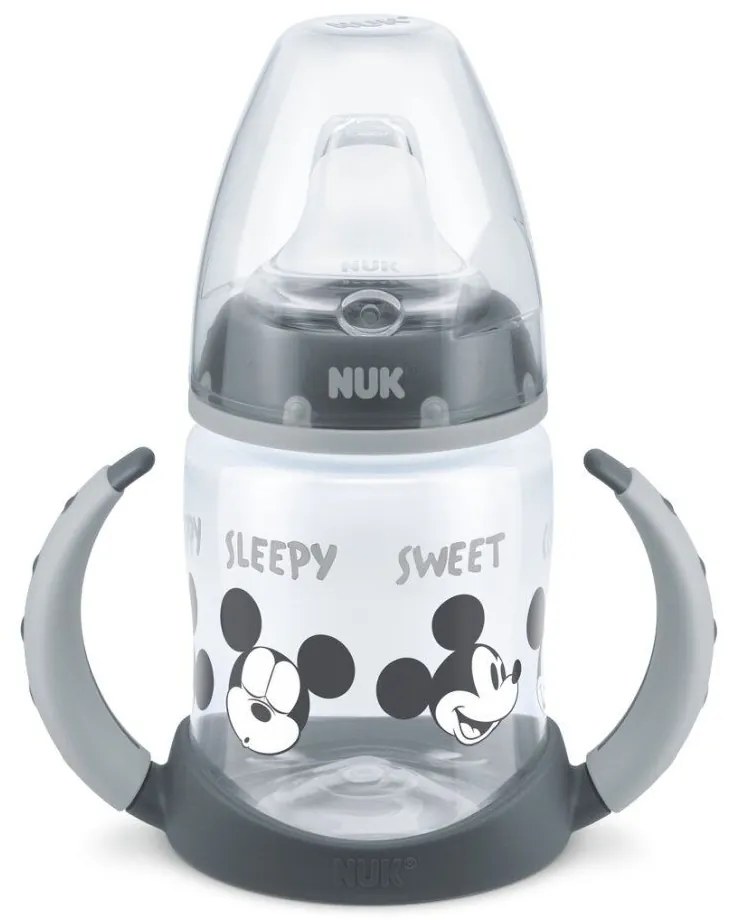 Μπιμπερό First Choice Plus Mickey 10743944 Με Λαβές 150ml 6-18 Μηνών Grey Nuk 150ml Polypropylene