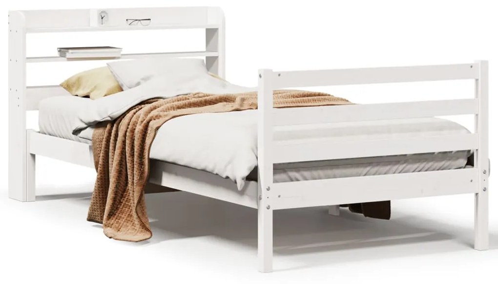 Σκελετός Κρεβατιού με Κεφαλάρι Χωρίς Στρώμα Λευκό 90x190 εκ.