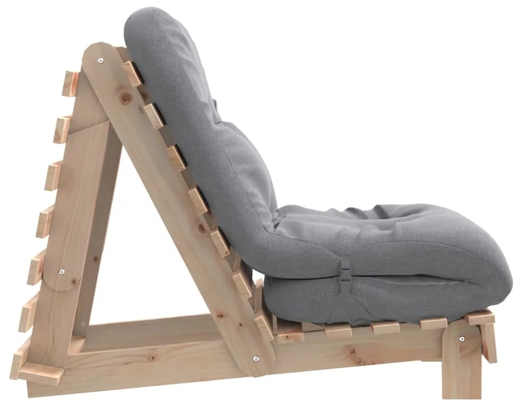vidaXL Καναπές Κρεβάτι Futon με Στρώμα 60x206x11 εκ. Μασίφ Ξύλο Πεύκου