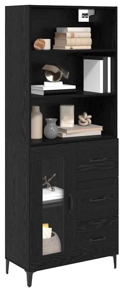 vidaXL Highboard Μαύρη Οξυά 69,5 x 34 x 180 εκ. Επεξεργασμένο ξύλο