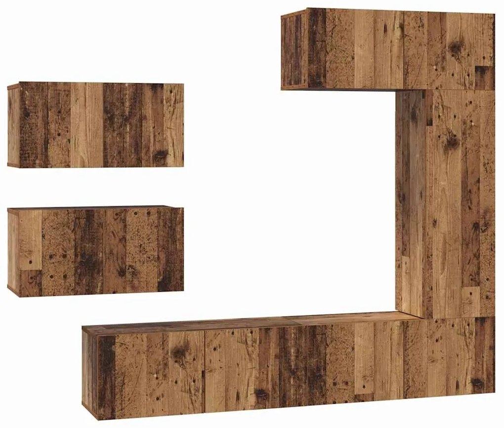 vidaXL Σετ επίπλου τηλεόρασης 6 pcs Παλαιό ξύλο 30.5 x 30 x 90 cm