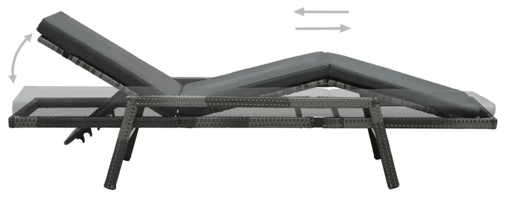 vidaXL Ξαπλώστρα Γκρι από Συνθετικό Ρατάν με Μαξιλάρι