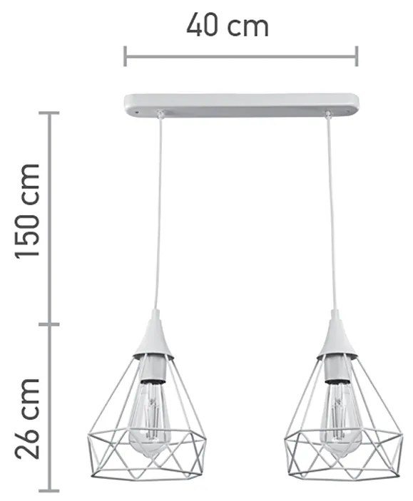 Κρεμαστό φωτιστικό από λευκό μέταλλο (4024-2-WH-RAIL) - 4024-2-WH-RAIL - 4024-2-WH-RAIL
