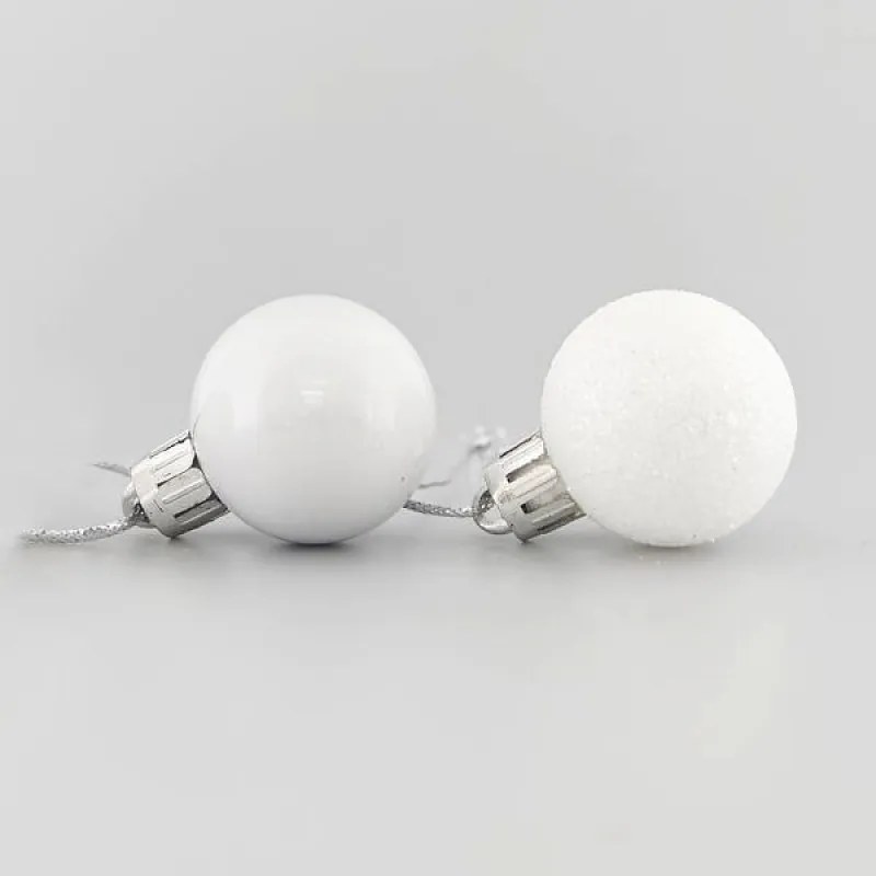 Eurolamp Μπάλα Πλαστική Φ3cm Σετ 27τμχ (9 Περλέ-18 Glitter) Λευκό 600-42643
