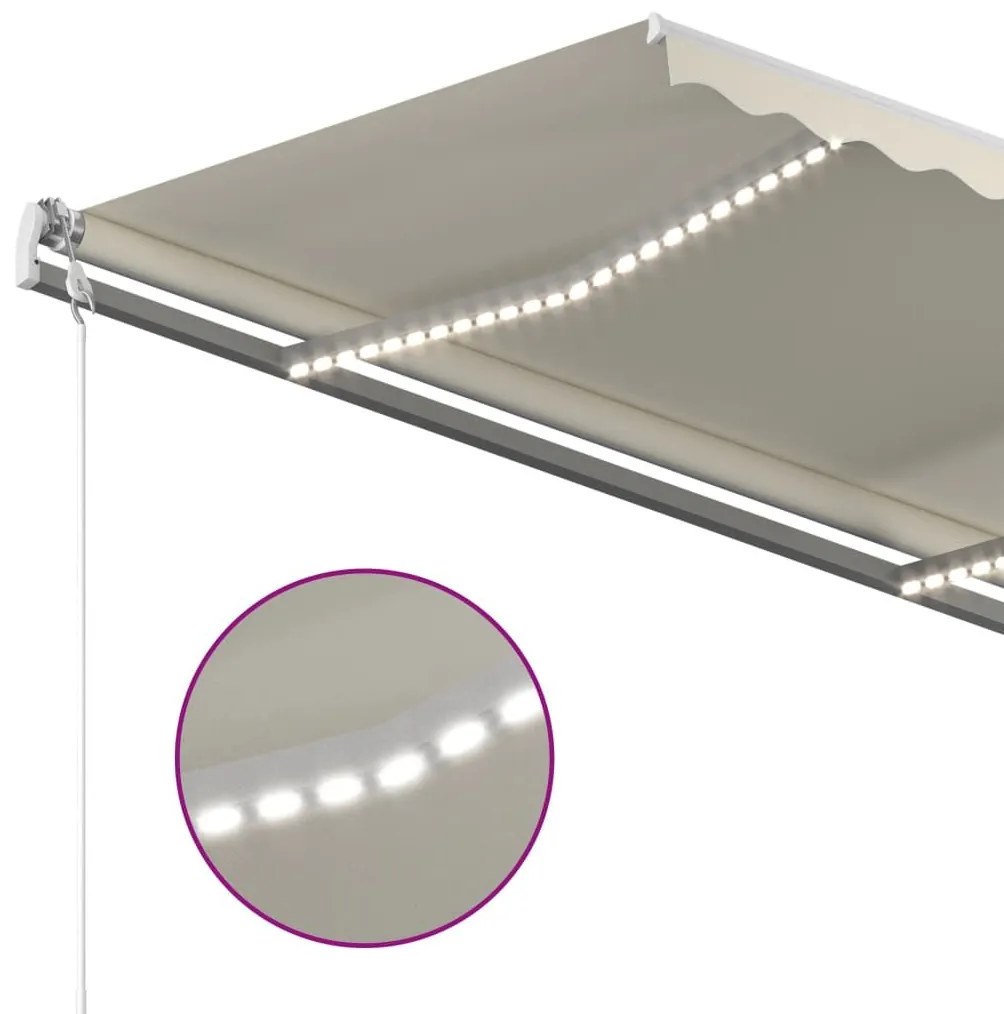 Τέντα Αυτόματη με LED &amp; Αισθητήρα Ανέμου Κρεμ 350x250 εκ. - Κρεμ