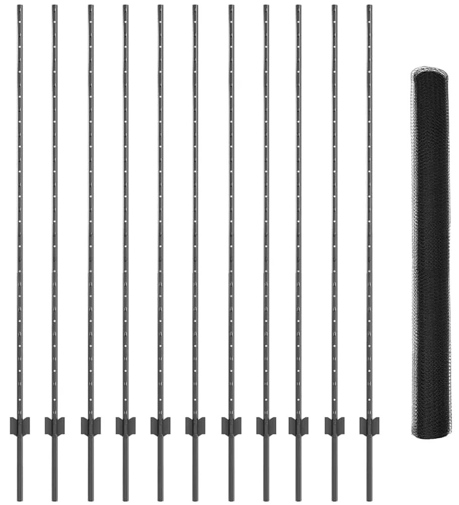 vidaXL Σετ φράχτη Γκρι 150x2500 εκ. Ατσάλι με σκόνη