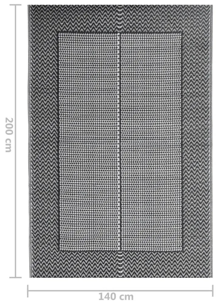 Χαλί Εξωτερικού Χώρου Μαύρο 140 x 200 εκ. από Πολυπροπυλένιο - Μαύρο