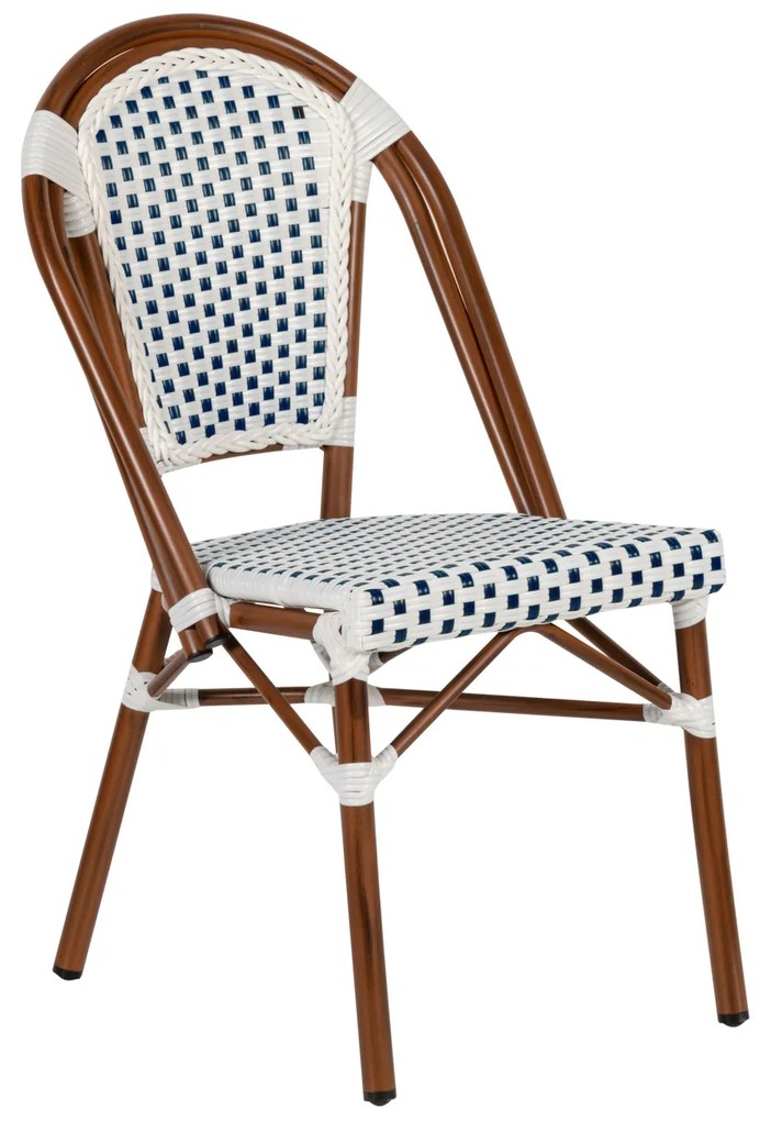 Καρέκλα Κήπου ArteLibre MUTARAZI Λευκό/Μπλε Αλουμίνιο/Rattan 50x57x85cm-14840078