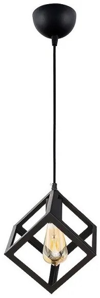 Κρεμαστό Φωτιστικό Οροφής Thora Megapap E27 μεταλλικό μονόφωτο 22x22x70εκ-GP030-0045,1-Μαύρο GP030-0045,1