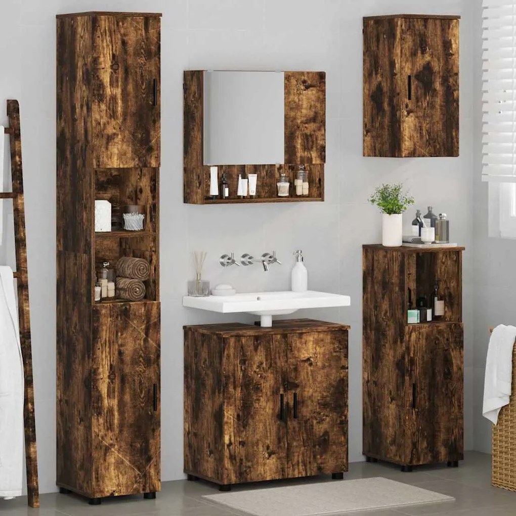 vidaXL Σετ Επίπλων Μπάνιου 5 pcs Καπνιστή δρυς 61 x 35 x 64 εκ.